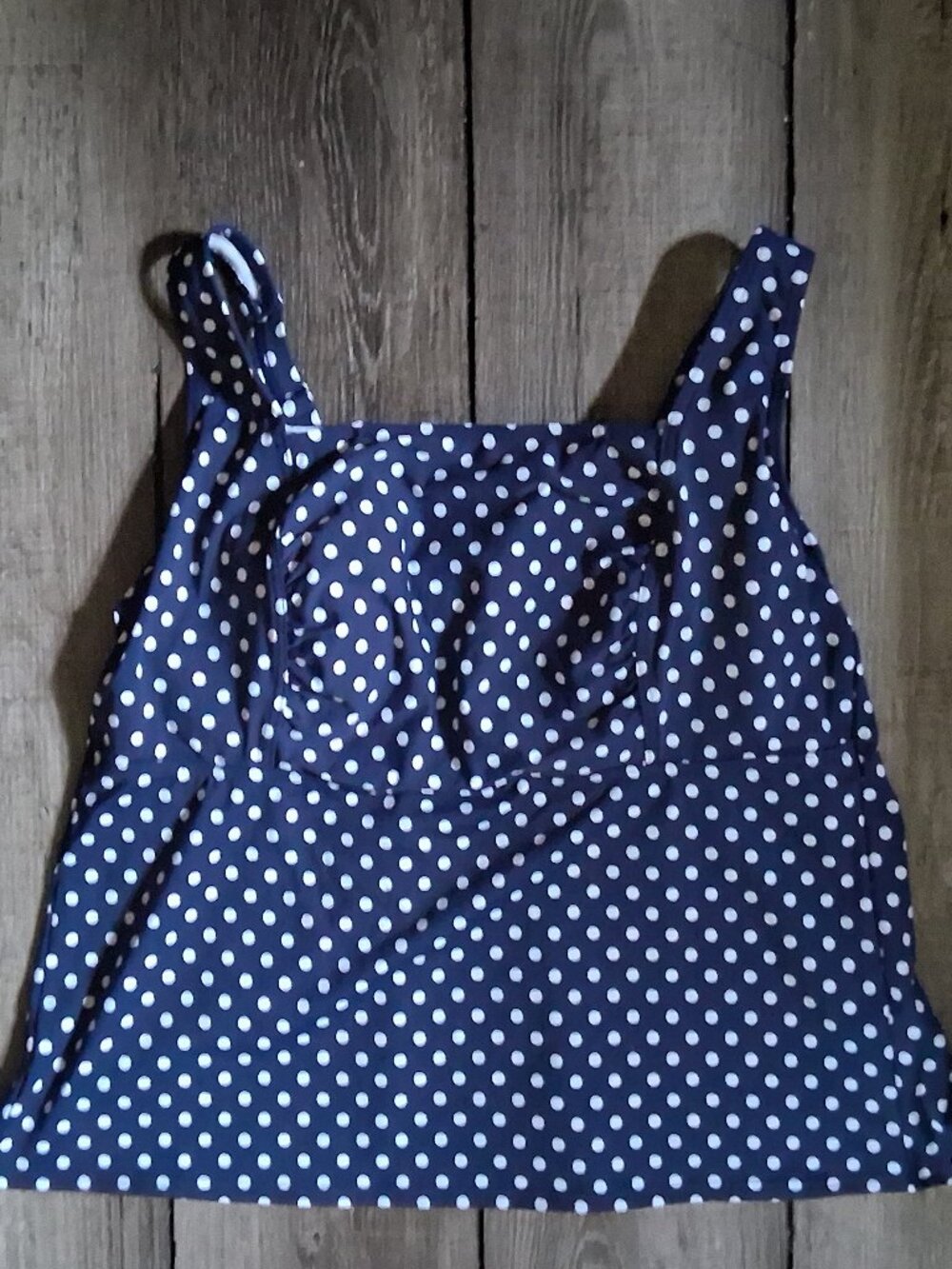 Land's End Plus Size 18W Polka Dot UW Tankini Top Sz  XL 18 W NEW